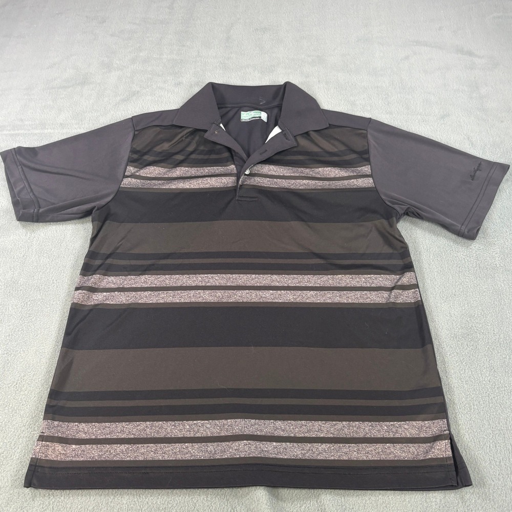 Ben Hogan Performance Mens Polo Shirt Black Grey Striped Golf Top WT2556 Small